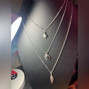 Elegant Silver Layered Necklace Set
